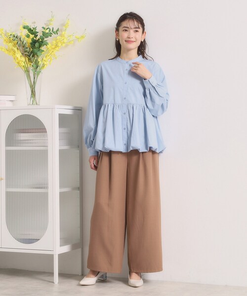 ITS'DEMO（イッツデモ）の「【洗濯機OK】バルーンヘムブラウス（シャツ/ブラウス・レディース・ライトイエロー系/オフホワイト/サックスブルー・00）」の9枚目の写真