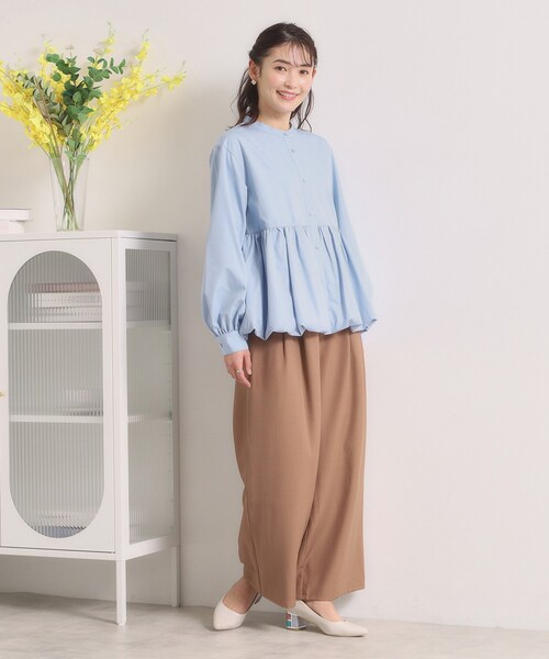 ITS'DEMO（イッツデモ）の「【洗濯機OK】バルーンヘムブラウス（シャツ/ブラウス・レディース・ライトイエロー系/オフホワイト/サックスブルー・00）」の10枚目の写真