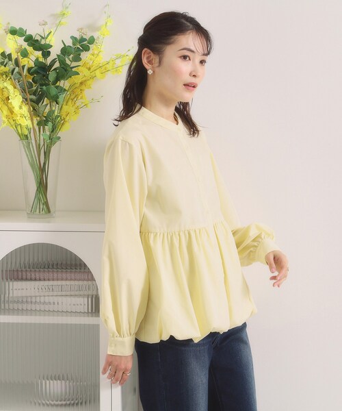 ITS'DEMO（イッツデモ）の「【洗濯機OK】バルーンヘムブラウス（シャツ/ブラウス・レディース・ライトイエロー系/オフホワイト/サックスブルー・00）」の12枚目の写真