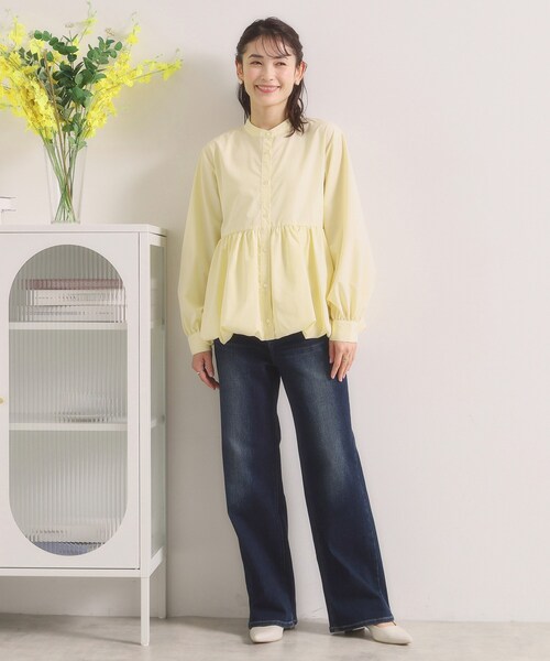 ITS'DEMO（イッツデモ）の「【洗濯機OK】バルーンヘムブラウス（シャツ/ブラウス・レディース・ライトイエロー系/オフホワイト/サックスブルー・00）」の13枚目の写真