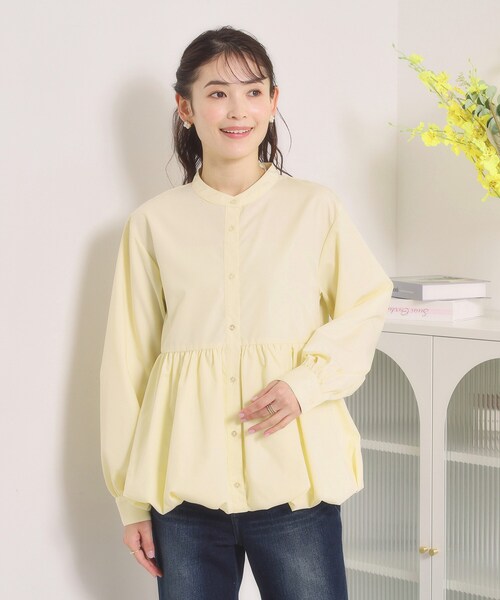 ITS'DEMO（イッツデモ）の「【洗濯機OK】バルーンヘムブラウス（シャツ/ブラウス・レディース・ライトイエロー系/オフホワイト/サックスブルー・00）」の16枚目の写真