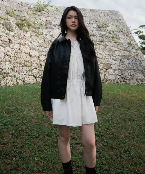 DEHEVE（デヘヴェ）の「Back Logo Leather Jacket [Black]（ライダースジャケット・レディース・ブラック・FREE）」の8枚目の写真