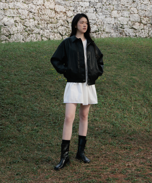 DEHEVE（デヘヴェ）の「Back Logo Leather Jacket [Black]（ライダースジャケット・レディース・ブラック・FREE）」の10枚目の写真