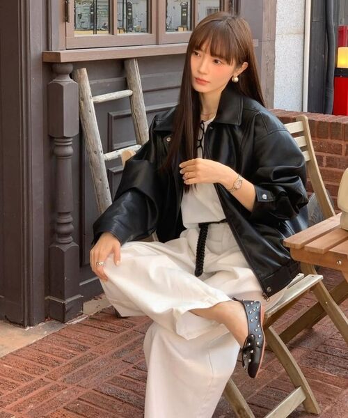 DEHEVE（デヘヴェ）の「Back Logo Leather Jacket [Black]（ライダースジャケット・レディース・ブラック・FREE）」の12枚目の写真