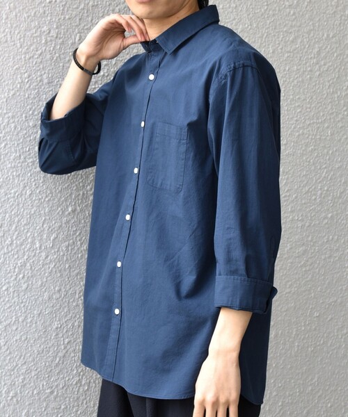 SHIPS any（シップス エニィ）の「SHIPS any:〈洗濯機可能〉コットン/リネン 7分袖 ポケット レギュラー シャツ 26SS◆（シャツ/ブラウス・メンズ・チャコールグレー/ナチュラル/オリーブ/ブルー/ネイビー・LARGE/MEDIUM/X-LARGE/SMALL）」の4枚目の写真