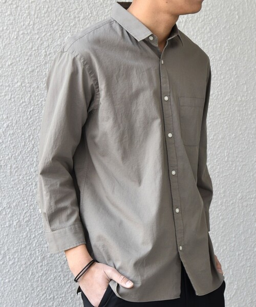 SHIPS any（シップス エニィ）の「SHIPS any:〈洗濯機可能〉コットン/リネン 7分袖 ポケット レギュラー シャツ 26SS◆（シャツ/ブラウス・メンズ・チャコールグレー/ナチュラル/オリーブ/ブルー/ネイビー・LARGE/MEDIUM/X-LARGE/SMALL）」の3枚目の写真