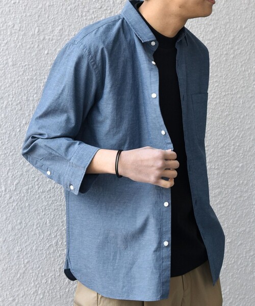 SHIPS any（シップス エニィ）の「SHIPS any:〈洗濯機可能〉コットン/リネン 7分袖 ポケット レギュラー シャツ 26SS◆（シャツ/ブラウス・メンズ・チャコールグレー/ナチュラル/オリーブ/ブルー/ネイビー・LARGE/MEDIUM/X-LARGE/SMALL）」の5枚目の写真