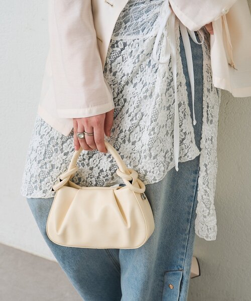mystic(ミスティック)の「リングハンドルミニBAG(ハンドバッグ・レディース・ブラック/オフホワイト・ONE SIZE)」の2枚目の写真