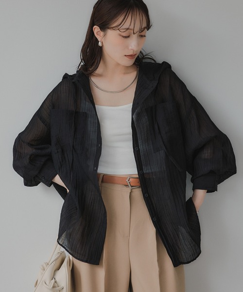 210nouve（トゥージュヌーブ）の「シアー フード オーバーサイズ シャツ（シャツ/ブラウス・レディース・ホワイト・FREE）」の17枚目の写真