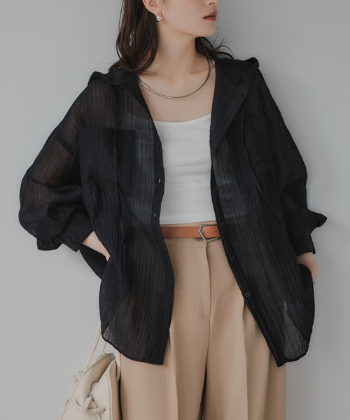 210nouve（トゥージュヌーブ）の「シアー フード オーバーサイズ シャツ（シャツ/ブラウス・レディース・ホワイト・FREE）」の19枚目の写真