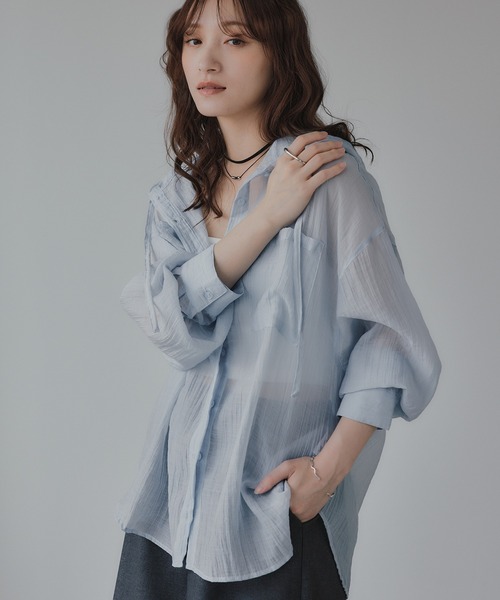 210nouve（トゥージュヌーブ）の「シアー フード オーバーサイズ シャツ（シャツ/ブラウス・レディース・ホワイト・FREE）」の12枚目の写真