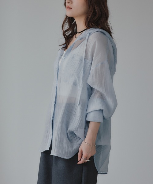 210nouve（トゥージュヌーブ）の「シアー フード オーバーサイズ シャツ（シャツ/ブラウス・レディース・ホワイト・FREE）」の15枚目の写真