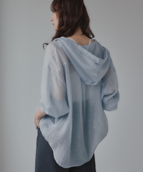 210nouve（トゥージュヌーブ）の「シアー フード オーバーサイズ シャツ（シャツ/ブラウス・レディース・ホワイト・FREE）」の16枚目の写真