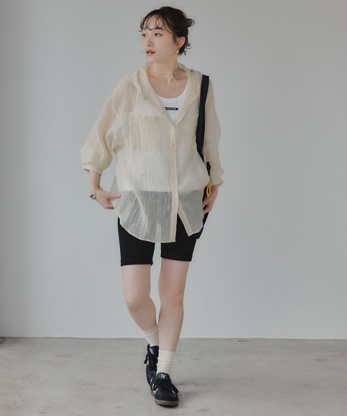 210nouve（トゥージュヌーブ）の「シアー フード オーバーサイズ シャツ（シャツ/ブラウス・レディース・ホワイト・FREE）」の22枚目の写真