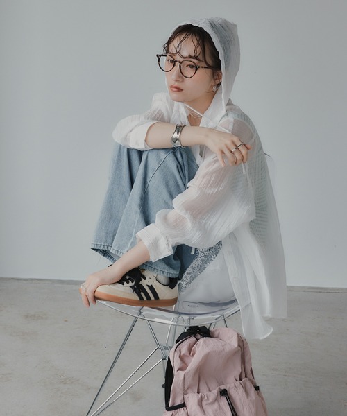 210nouve（トゥージュヌーブ）の「シアー フード オーバーサイズ シャツ（シャツ/ブラウス・レディース・ホワイト・FREE）」の9枚目の写真