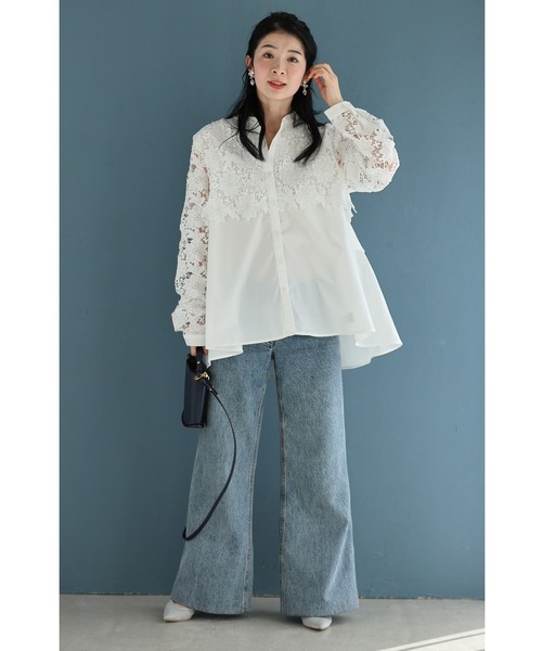 cawaii(カワイイ)の「お腹も背中も、気にしない。ふわりトップス(シャツ/ブラウス・レディース・ホワイト/ブルー・FREE)」の7枚目の写真