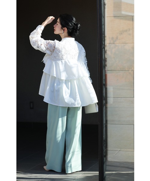 cawaii(カワイイ)の「お腹も背中も、気にしない。ふわりトップス(シャツ/ブラウス・レディース・ホワイト/ブルー・FREE)」の8枚目の写真