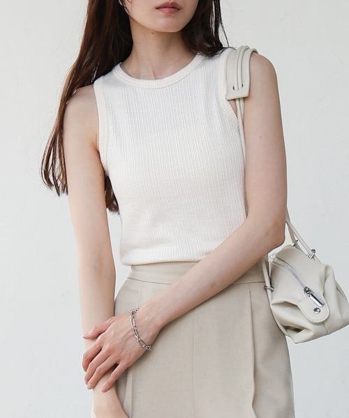 Bab（バブ）の「ランダムリブタンクトップ（タンクトップ・レディース・ブラック/ピンク/ベージュ・FREE）」の5枚目の写真