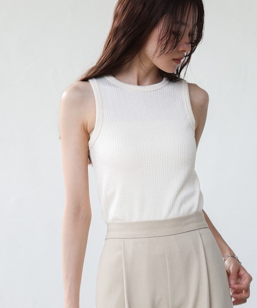 Bab（バブ）の「ランダムリブタンクトップ（タンクトップ・レディース・ブラック/ピンク/ベージュ・FREE）」の6枚目の写真