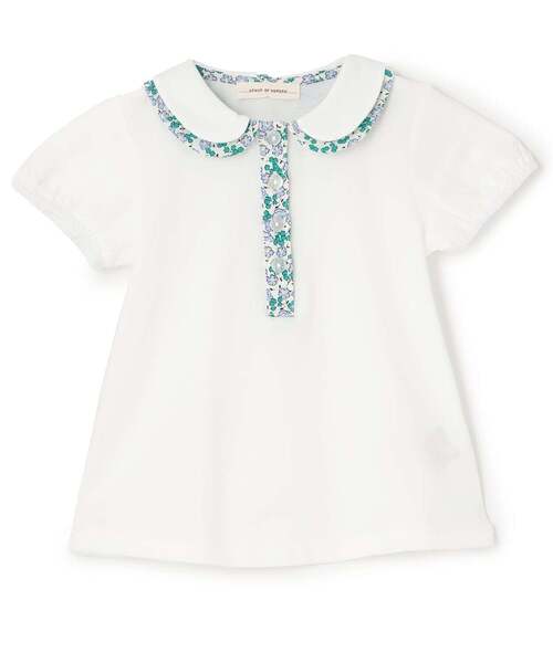 sense of wonder(センスオブワンダー)の「小花柄コンビブラウス(シャツ/ブラウス・キッズ・オフホワイト/ライトピンク・130cm/110cm/120cm/100cm/90cm/80cm)」の1枚目の写真