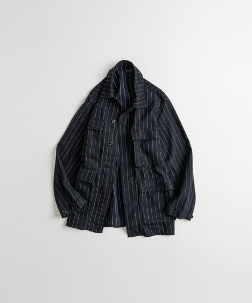 BEHEAVYER(ビヘイビアー)の「WASHED LINEN BDU JACKET navy stripe(その他アウター・メンズ・その他・2/4/3)」の1枚目の写真