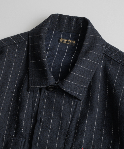 BEHEAVYER(ビヘイビアー)の「WASHED LINEN BDU JACKET navy stripe(その他アウター・メンズ・その他・2/4/3)」の4枚目の写真