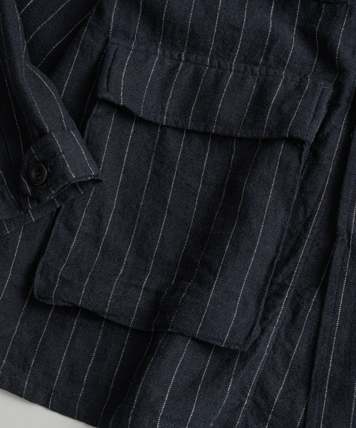 BEHEAVYER(ビヘイビアー)の「WASHED LINEN BDU JACKET navy stripe(その他アウター・メンズ・その他・2/4/3)」の6枚目の写真