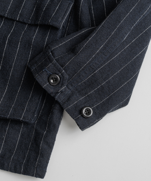 BEHEAVYER(ビヘイビアー)の「WASHED LINEN BDU JACKET navy stripe(その他アウター・メンズ・その他・2/4/3)」の7枚目の写真