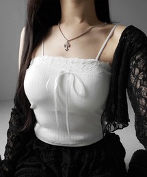 me+em select(�~�[���Z���N�g)�́y �Rcolor �z�t�����g���{�����[�X�V���[�g�L���~�\�[�� �^ front ribbon lace short camisole(�L���~�\�[��)
