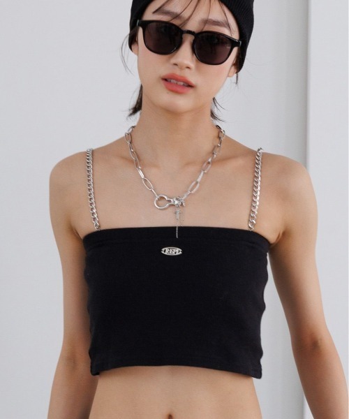 repipi armario(レピピ アルマリオ)の「【3WAY】チェーンショルダーチューブトップ(チューブトップ・キッズ・ブラック/オフホワイト・SMALL/MEDIUM/LARGE)」の2枚目の写真