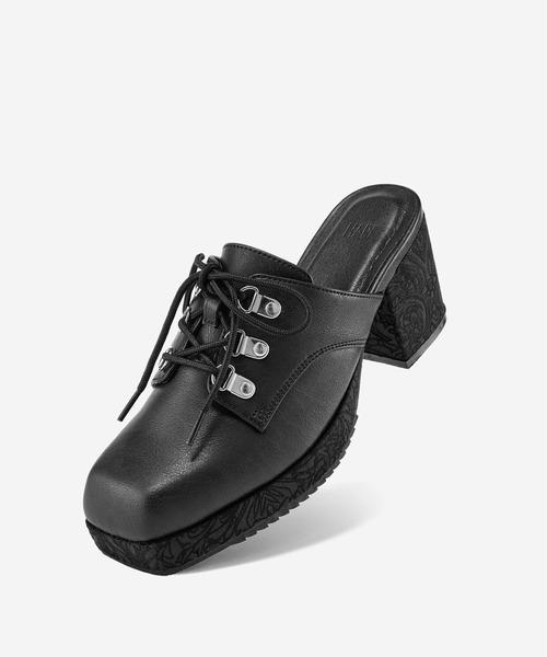 HARE(ハレ)の「ハイソールレースアップミュール(HARE)(サンダル・メンズ・ブラック/ブラック系その他・MEDIUM/LARGE)」の1枚目の写真