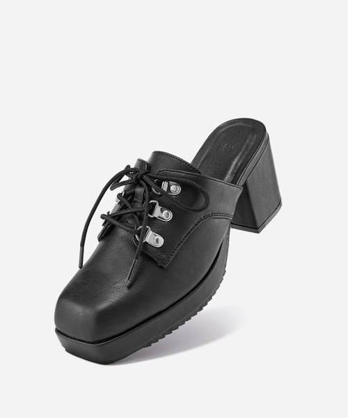 HARE(ハレ)の「ハイソールレースアップミュール(HARE)(サンダル・メンズ・ブラック/ブラック系その他・MEDIUM/LARGE)」の2枚目の写真