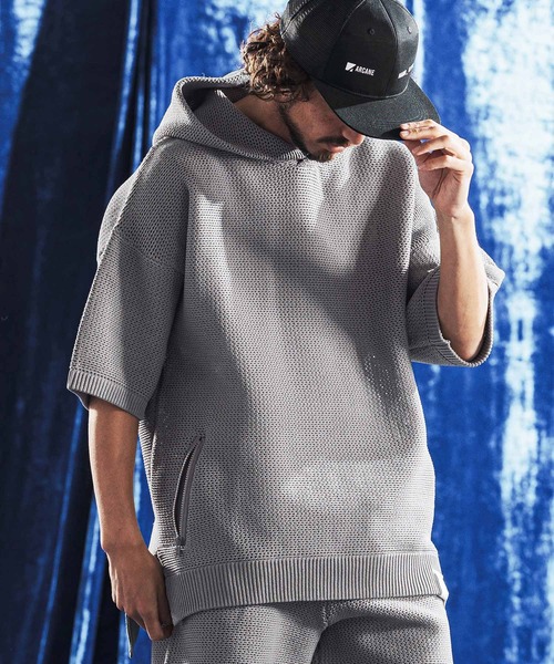 mpa4080- Sheer Mesh Airy Knit Hoodie ニットパーカー(AG06-003scg