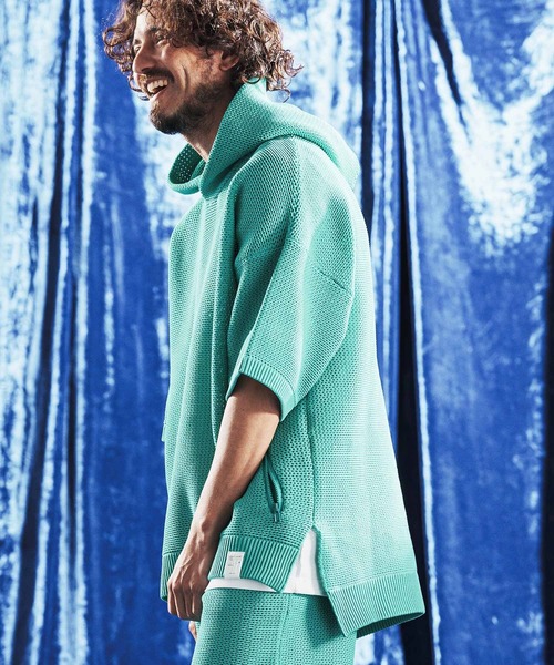 ⚘ smock  ニットパーカー aimoha（アイモハ） パーカー 畦編みニット フーディー ニットパーカー