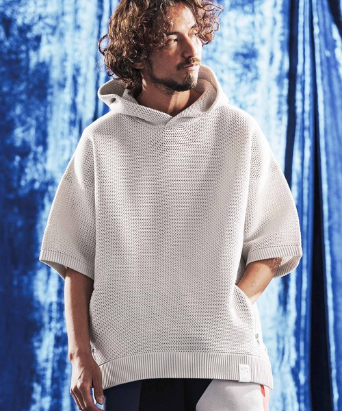 mpa4080- Sheer Mesh Airy Knit Hoodie ニットパーカー(AG06-003scg
