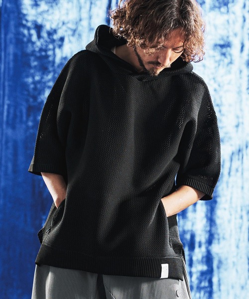 mpa4080- Sheer Mesh Airy Knit Hoodie ニットパーカー(AG06-003scg