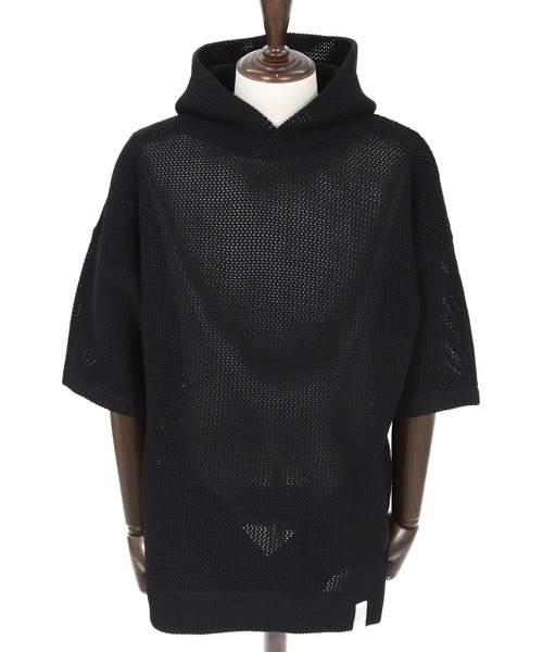 ANGENEHM(アンゲネーム)の「mpa4080- Sheer Mesh Airy Knit Hoodie ニットパーカー(AG06-003scg)(パーカー・メンズ・ミックスグレー/ブラック/ターコイズブルー/キナリ・L/M/S)」の22枚目の写真