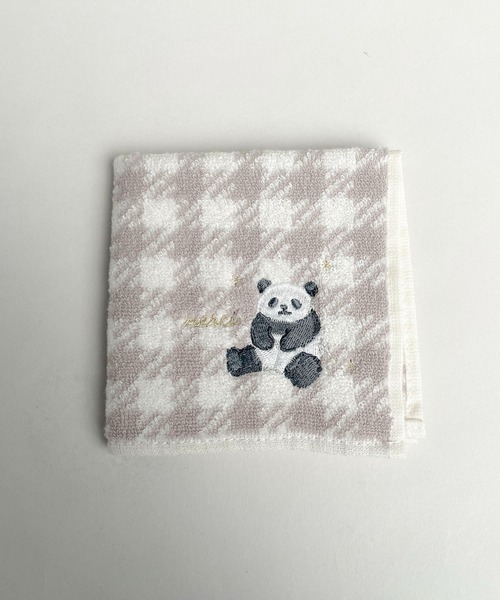 スワトウ　刺繍ハンカチ　パンダ セール】3D6 パンダ刺繍 ハンカチタオル（ハンカチ/ハンドタオル