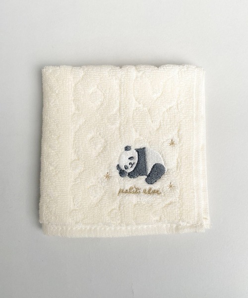 スワトウ　刺繍ハンカチ　パンダ セール】3D6 パンダ刺繍 ハンカチタオル（ハンカチ/ハンドタオル