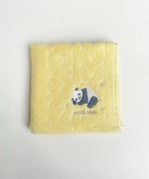 セール】3D6 パンダ刺繍 ハンカチタオル（ハンカチ/ハンドタオル