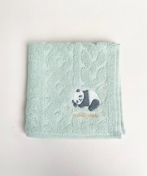 セール】3D6 パンダ刺繍 ハンカチタオル（ハンカチ/ハンドタオル