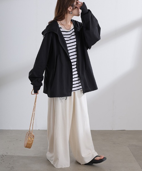 HUG.U(ハグユー)の「「完全防備」 フェイスガード×つば付き UVカットパーカー(パーカー・レディース・ブラック/グレー/ホワイト/ネイビー/ライトパープル/ミント・FREE)」の18枚目の写真