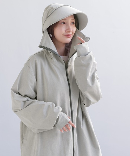 HUG.U(ハグユー)の「「完全防備」 フェイスガード×つば付き UVカットパーカー(パーカー・レディース・ブラック/グレー/ホワイト/ネイビー/ライトパープル/ミント・FREE)」の22枚目の写真