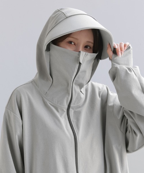 完全防備」 フェイスガード×つば付き UVカットパーカー（パーカー
