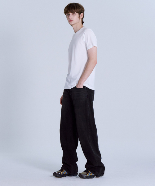 BASIC HOUSE（ベーシックハウス）の「[3PACK] UNI コットンラウンドネック半袖Tシャツ3パック LATS0127（Tシャツ/カットソー・レディース・ブラック/ホワイト・100/105/110/115/85/90/95/120）」の14枚目の写真