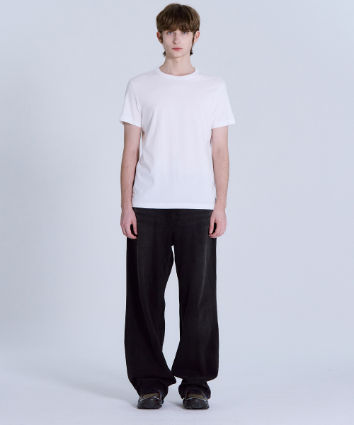 BASIC HOUSE（ベーシックハウス）の「[3PACK] UNI コットンラウンドネック半袖Tシャツ3パック LATS0127（Tシャツ/カットソー・レディース・ブラック/ホワイト・100/105/110/115/85/90/95/120）」の15枚目の写真