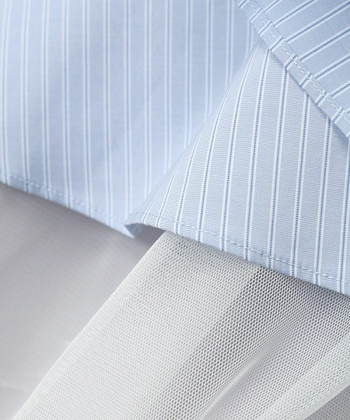 F i.n.t(フィント)の「バックラッフルストライプシャツワンピース/fint フィント(シャツワンピース・レディース・ベージュ/ライトブルー・FREE)」の6枚目の写真