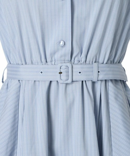 F i.n.t(フィント)の「バックラッフルストライプシャツワンピース/fint フィント(シャツワンピース・レディース・ベージュ/ライトブルー・FREE)」の3枚目の写真