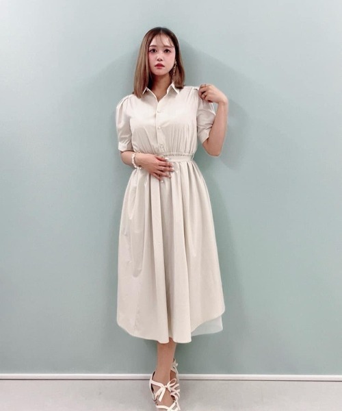 F i.n.t(フィント)の「バックラッフルストライプシャツワンピース/fint フィント(シャツワンピース・レディース・ベージュ/ライトブルー・FREE)」の16枚目の写真