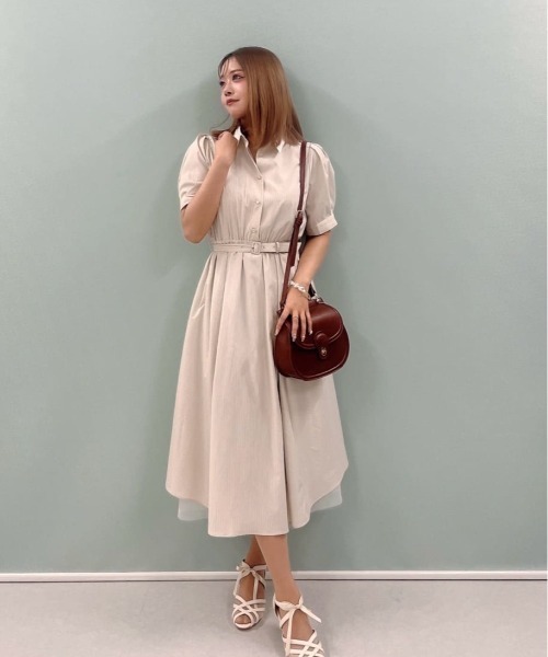 F i.n.t(フィント)の「バックラッフルストライプシャツワンピース/fint フィント(シャツワンピース・レディース・ベージュ/ライトブルー・FREE)」の17枚目の写真